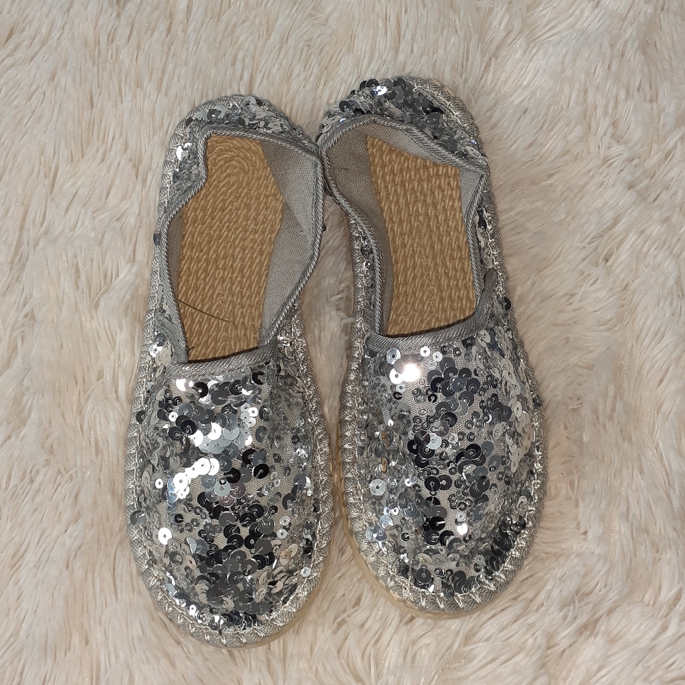 Silver SEQUINED slip on shoes